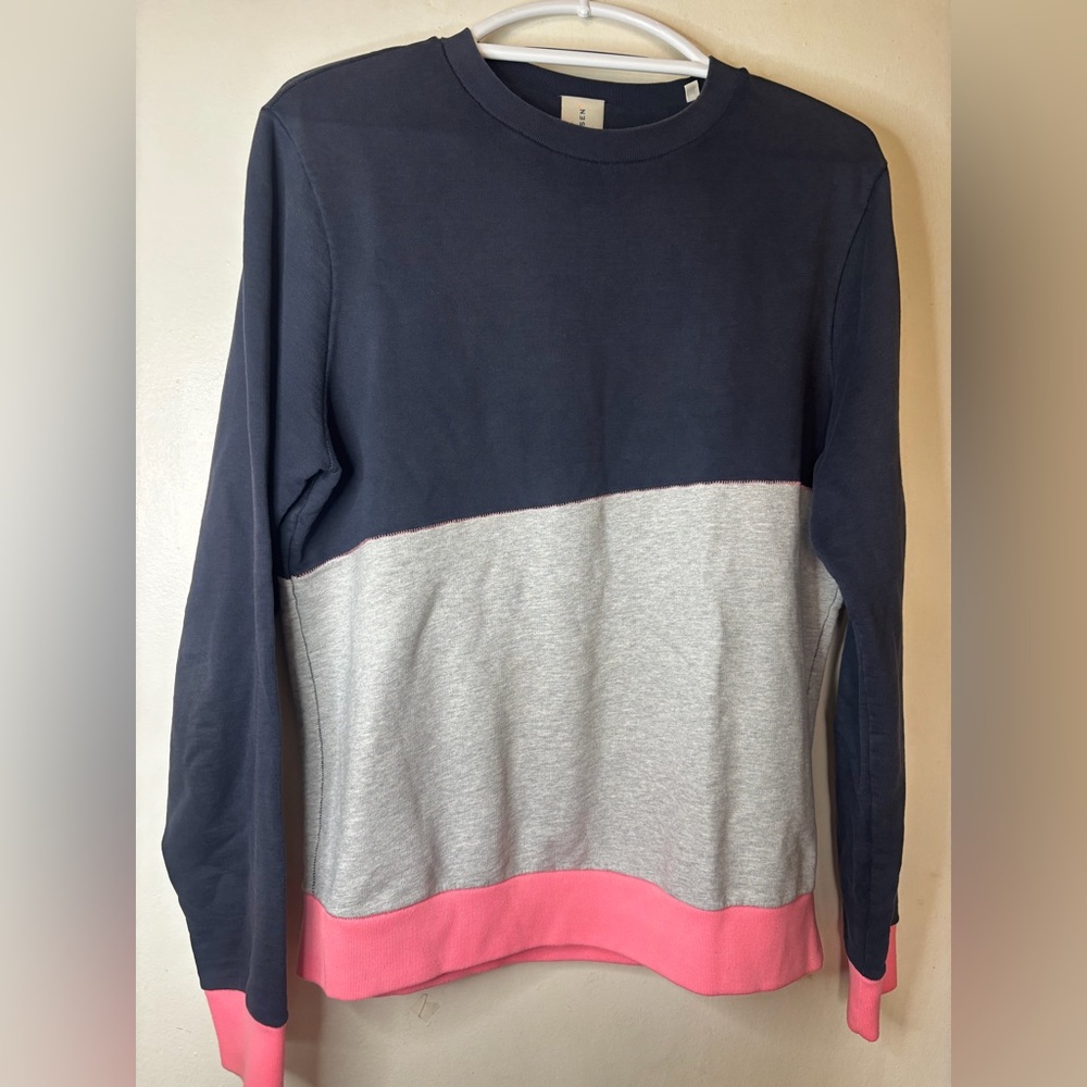 SØRENSEN Color Block Sweatshirt Navy Gray Pink Crewneck Size M